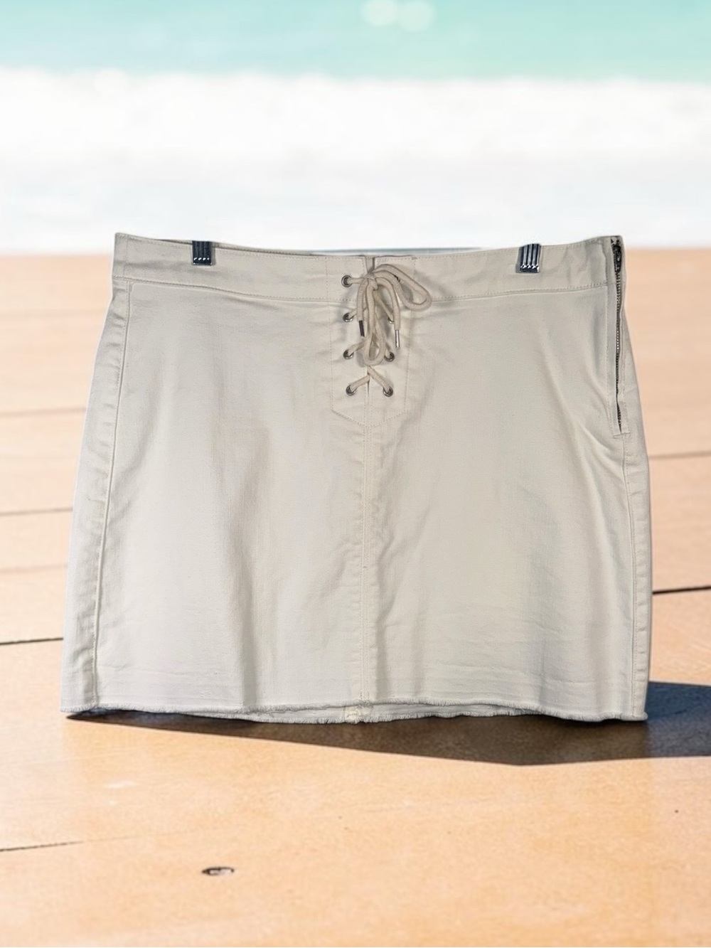 J. Crew white Lace-Up Mini Skirt